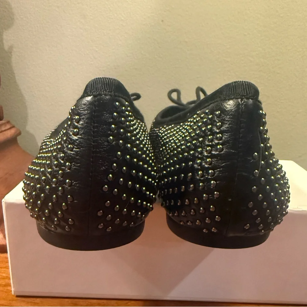 Coach Black Silver Studded Ballet Flats with Bow Size 8 - Picture 7 of 8